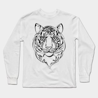 Continuous Line Tiger Portrait. 2022 New Year Symbol by Chinese Horoscope Long Sleeve T-Shirt